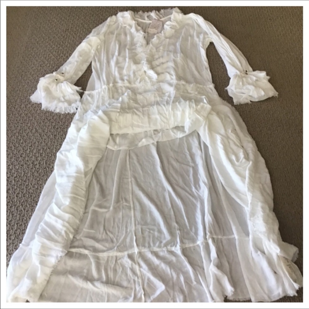 Free People Ivory White Maxi Dress with Ruffle Trim - Picture 8 of 8